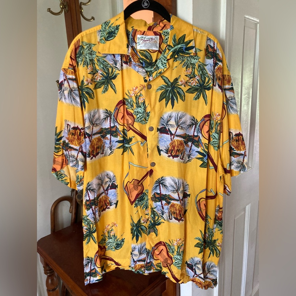 HAWAIIAN SHIRT Thums Up Men’s UKULELE XL Tiki Party Luau Aloha Musician …